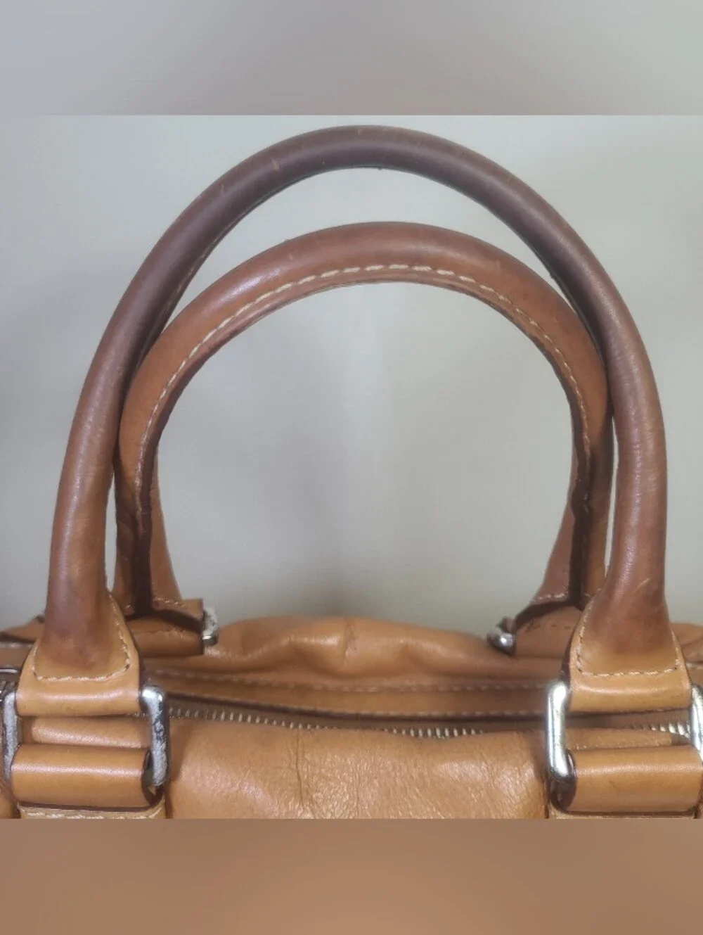 Michael Kors Vintage Brown Leather Bowler Bag Satchel Handbag Purse